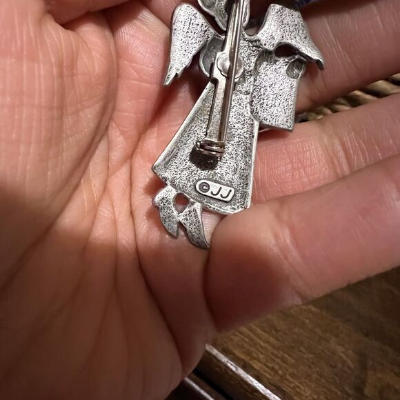 Vintage Signed JJ Pewter Pin Brooch School Teacher Angel ABC, Jonette Jewelry - Picture 2 of 2